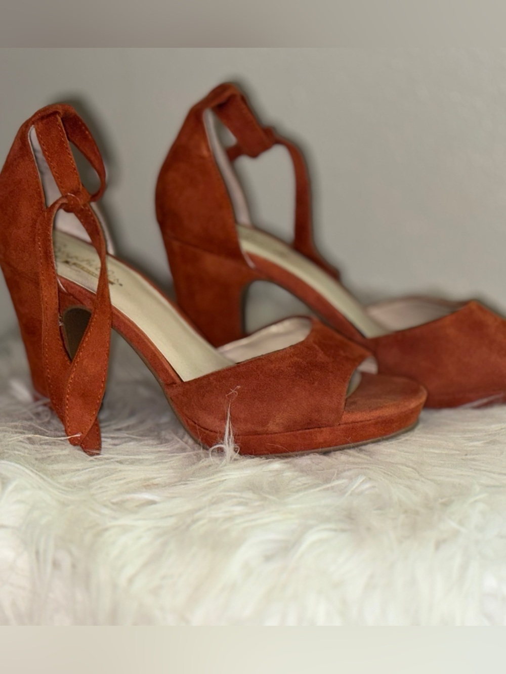 Seychelles Rust Suede Ankle-Tie Heels Size 6.5